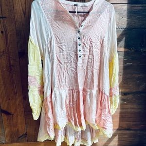 Free People | Pink & Yellow Cottagecore Dress | Size XS